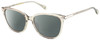 Profile View of Rag&Bone RNB1035/S Designer Polarized Reading Sunglasses with Custom Cut Powered Smoke Grey Lenses in Light Moss Green Crystal Silver Ladies Square Full Rim Acetate 55 mm