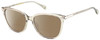 Profile View of Rag&Bone RNB1035/S Designer Polarized Reading Sunglasses with Custom Cut Powered Amber Brown Lenses in Light Moss Green Crystal Silver Ladies Square Full Rim Acetate 55 mm