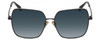 Front View of Rag&Bone RNB1054/G/S Women Sunglasses Black Gold Crystal/Grey Blue Gradient 58mm