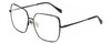 Profile View of Rag&Bone RNB1054/G/S Designer Blue Light Blocking Eyeglasses in Shiny Black Gold Clear Crystal Ladies Square Full Rim Metal 58 mm