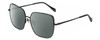 Profile View of Rag&Bone RNB1054/G/S Designer Polarized Reading Sunglasses with Custom Cut Powered Smoke Grey Lenses in Shiny Black Gold Clear Crystal Ladies Square Full Rim Metal 58 mm