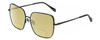 Profile View of Rag&Bone RNB1054/G/S Designer Polarized Reading Sunglasses with Custom Cut Powered Sun Flower Yellow Lenses in Shiny Black Gold Clear Crystal Ladies Square Full Rim Metal 58 mm