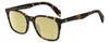 Profile View of Rag&Bone RNB5016/S Designer Polarized Reading Sunglasses with Custom Cut Powered Sun Flower Yellow Lenses in Gloss Tortoise Havana Brown Amber Silver Unisex Square Full Rim Acetate 52 mm