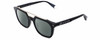 Profile View of Philipp Plein SPP001M Designer Polarized Reading Sunglasses with Custom Cut Powered Smoke Grey Lenses in Gloss Black Silver Unisex Square Full Rim Acetate 51 mm