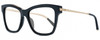 Profile View of Chopard SCH272S Designer Bi-Focal Prescription Rx Eyeglasses in Gloss Black Gold Silver Gemstone Accents Ladies Cat Eye Full Rim Acetate 51 mm