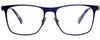 Front View of John Varvatos V182 Designer Progressive Lens Prescription Rx Eyeglasses in Matte Navy Blue Gunmetal Skull Accents Unisex Square Full Rim Metal 55 mm