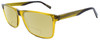 Profile View of John Varvatos V374 Designer Polarized Reading Sunglasses with Custom Cut Powered Sun Flower Yellow Lenses in Olive Green Crystal Brown Tortoise Havana Fade Unisex Rectangular Full Rim Acetate 55 mm