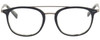 Front View of John Varvatos V378 Designer Bi-Focal Prescription Rx Eyeglasses in Gloss Navy Blue Smokey Grey 2-Tone Gunmetal Unisex Panthos Full Rim Acetate 49 mm