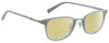 Profile View of John Varvatos V405 Designer Polarized Reading Sunglasses with Custom Cut Powered Sun Flower Yellow Lenses in Gloss Sky Blue Gunmetal Unisex Panthos Full Rim Acetate 48 mm