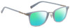 Profile View of John Varvatos V405 Designer Polarized Reading Sunglasses with Custom Cut Powered Green Mirror Lenses in Gloss Sky Blue Gunmetal Unisex Panthos Full Rim Acetate 48 mm