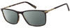 Profile View of John Varvatos V408 Designer Polarized Sunglasses with Custom Cut Smoke Grey Lenses in Gloss Brown Beige Demi Tortoise Havana Black Unisex Rectangular Full Rim Acetate 58 mm