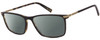 Profile View of John Varvatos V408 Designer Polarized Reading Sunglasses with Custom Cut Powered Smoke Grey Lenses in Gloss Brown Beige Demi Tortoise Havana Black Unisex Rectangular Full Rim Acetate 58 mm