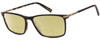 Profile View of John Varvatos V408 Designer Polarized Reading Sunglasses with Custom Cut Powered Sun Flower Yellow Lenses in Gloss Brown Beige Demi Tortoise Havana Black Unisex Rectangular Full Rim Acetate 58 mm