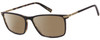 Profile View of John Varvatos V408 Designer Polarized Reading Sunglasses with Custom Cut Powered Amber Brown Lenses in Gloss Brown Beige Demi Tortoise Havana Black Unisex Rectangular Full Rim Acetate 58 mm