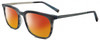 Profile View of John Varvatos V411 Designer Polarized Sunglasses with Custom Cut Red Mirror Lenses in Gloss Grey Blue Marble Silver Unisex Square Full Rim Acetate 51 mm