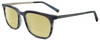 Profile View of John Varvatos V411 Designer Polarized Reading Sunglasses with Custom Cut Powered Sun Flower Yellow Lenses in Gloss Grey Blue Marble Silver Unisex Square Full Rim Acetate 51 mm