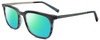 Profile View of John Varvatos V411 Designer Polarized Reading Sunglasses with Custom Cut Powered Green Mirror Lenses in Gloss Grey Blue Marble Silver Unisex Square Full Rim Acetate 51 mm