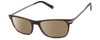 Profile View of John Varvatos V412 Designer Polarized Reading Sunglasses with Custom Cut Powered Amber Brown Lenses in Gloss Dark Brown Auburn Marble Silver Unisex Rectangular Full Rim Acetate 54 mm