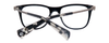 Close Up View of John Varvatos V418 Unisex Reading Glasses Black Gunmetal Skull Accent Clear 52mm