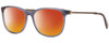 Profile View of John Varvatos V419 Designer Polarized Sunglasses with Custom Cut Red Mirror Lenses in Blue Crystal Gunmetal Skull Accents Clear Black Marble Unisex Panthos Full Rim Acetate 54 mm