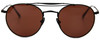 Front View of John Varvatos V547 Unisex Aviator Designer Sunglasses in Black/Amber Brown 52 mm
