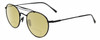 Profile View of John Varvatos V547 Designer Polarized Reading Sunglasses with Custom Cut Powered Sun Flower Yellow Lenses in Matte Black Unisex Pilot Full Rim Metal 52 mm