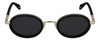 Front View of Police SPLA21 Women's Oval Designer Sunglasses Black Glitter Gold/Dark Grey 47mm