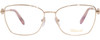 Front View of Chopard VCHF50S Designer Reading Eye Glasses with Custom Cut Powered Lenses in 24KT Rose Gold Plated Pink Crystal Silver Gemstone Accents Ladies Cat Eye Full Rim Metal 55 mm