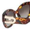 Close Up View of Furla SFU596-0714 Cat Eye Sunglasses Tortoise Havana & Black/Brown Gradient 52mm