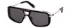 Profile View of Philipp Plein SPP008M-0700 Mens Aviator Designer Sunglass Black Silver/Grey 99mm