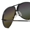 Close Up View of Porsche Design P8478-R Unisex Aviator Sunglass Black/Polarized Green Mirror 63mm