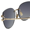Close Up View of Roberto Cavalli SRC043-0300 Cateye Rimless Sunglasses in Gold/Grey Gradient 62mm