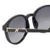 Close Up View of Yalea SYA032-700Y Unisex Round Designer Sunglasses Black Gold/Grey Gradient 51mm