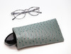 Wholesale Bulk Lot of Soft Squeeze Top Slip In Eyeglasses Case And Holder In Faux Ostrich Leather, Gray