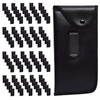 Image 13 of Wholesale Bulk Lot Calabria Snap Button Flap Eyeglass Case PU Leather w/Plastic Pocket Clip Black Vertical Pouch Sunglasses Holder