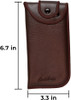 Image 3 of Wholesale Bulk Lot Calabria Vertical Button Snap Belt Loop Eyeglass Case Brown Men Women PU Leather Vintage Holder Sunglass Pouch