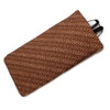 Image 2 of Wholesale Bulk Lot of Calabria Squeeze Top Eyeglass Case Soft Faux Leather Brown Women Braid Textured Pattern Holder Sunglass Pouch