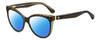 Profile View of Kate Spade DAESHA/S 305 Designer Polarized Sunglasses with Custom Cut Blue Mirror Lenses in Brown Crystal Black Floral Pattern Gold Ladies Cat Eye Full Rim Acetate 56 mm