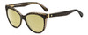 Profile View of Kate Spade DAESHA/S 305 Designer Polarized Reading Sunglasses with Custom Cut Powered Sun Flower Yellow Lenses in Brown Crystal Black Floral Pattern Gold Ladies Cat Eye Full Rim Acetate 56 mm