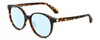 Profile View of Kate Spade ELIZA/F/S 086 Designer Blue Light Blocking Eyeglasses in Dark Brown Tortoise Havana Amber Gold Ladies Round Full Rim Acetate 55 mm