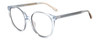 Profile View of Kate Spade KIMBERLYN/G/S PJP Designer Blue Light Blocking Eyeglasses in Sky Blue Crystal Ladies Round Full Rim Acetate 56 mm