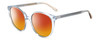 Profile View of Kate Spade KIMBERLYN/G/S PJP Designer Polarized Sunglasses with Custom Cut Red Mirror Lenses in Sky Blue Crystal Ladies Round Full Rim Acetate 56 mm