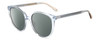 Profile View of Kate Spade KIMBERLYN/G/S PJP Designer Polarized Sunglasses with Custom Cut Smoke Grey Lenses in Sky Blue Crystal Ladies Round Full Rim Acetate 56 mm