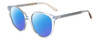 Profile View of Kate Spade KIMBERLYN/G/S PJP Designer Polarized Reading Sunglasses with Custom Cut Powered Blue Mirror Lenses in Sky Blue Crystal Ladies Round Full Rim Acetate 56 mm