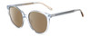 Profile View of Kate Spade KIMBERLYN/G/S PJP Designer Polarized Reading Sunglasses with Custom Cut Powered Amber Brown Lenses in Sky Blue Crystal Ladies Round Full Rim Acetate 56 mm