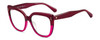 Profile View of Kate Spade KIYANNA/S LHF Designer Blue Light Blocking Eyeglasses in Burgundy Red Crystal Ladies Cat Eye Full Rim Acetate 55 mm