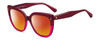 Profile View of Kate Spade KIYANNA/S LHF Designer Polarized Sunglasses with Custom Cut Red Mirror Lenses in Burgundy Red Crystal Ladies Cat Eye Full Rim Acetate 55 mm