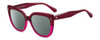 Profile View of Kate Spade KIYANNA/S LHF Designer Polarized Sunglasses with Custom Cut Smoke Grey Lenses in Burgundy Red Crystal Ladies Cat Eye Full Rim Acetate 55 mm