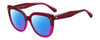 Profile View of Kate Spade KIYANNA/S LHF Designer Polarized Reading Sunglasses with Custom Cut Powered Blue Mirror Lenses in Burgundy Red Crystal Ladies Cat Eye Full Rim Acetate 55 mm
