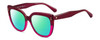 Profile View of Kate Spade KIYANNA/S LHF Designer Polarized Reading Sunglasses with Custom Cut Powered Green Mirror Lenses in Burgundy Red Crystal Ladies Cat Eye Full Rim Acetate 55 mm